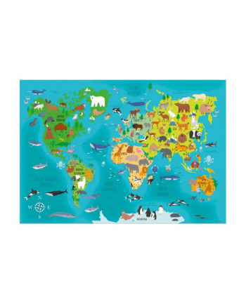 derform Podkład oklejany mapa świata zwierzęta
