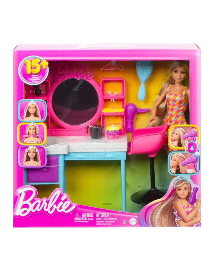 Barbie Salon fryzjerski Totally Hair Zestaw + Lalka HKV00 MATTEL główny