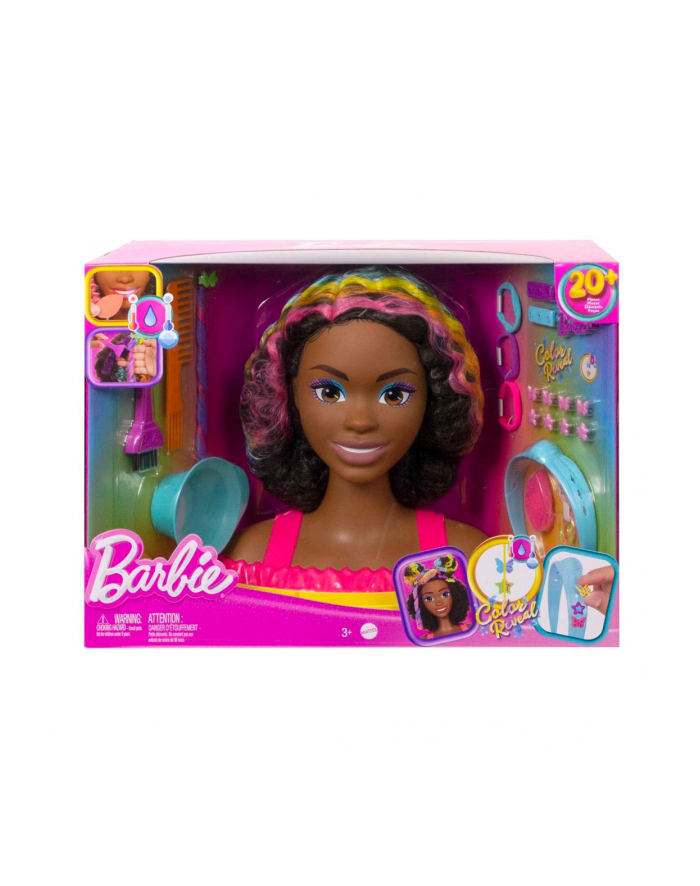 Barbie Głowa do stylizacji Neonowa tęcza Kręcone włosy HMD79 MATTEL główny