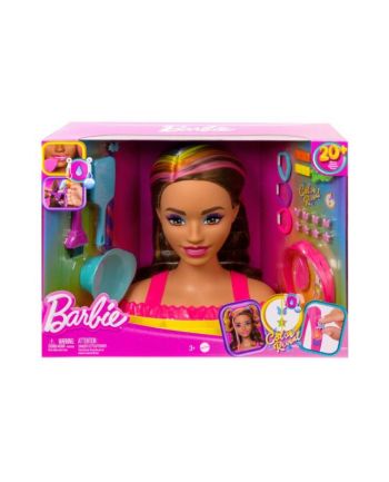 Barbie Głowa do stylizacji Neonowa tęcza Brązowe włosy HMD80 MATTEL