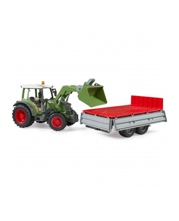 Traktor Fendt Vario 211 ładowaczem czołowym i srebrną przyczepą (02019)  BRUD-ER 02182