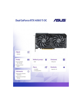 Karta graficzna ASUS GeForce DUAL RTX 4060 Ti OC 8GB