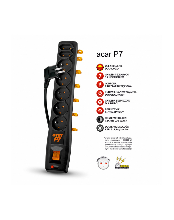 FILTR PRZECIWPRZEPIĘCIOWY ACAR P7 czarny 5m W0116 główny