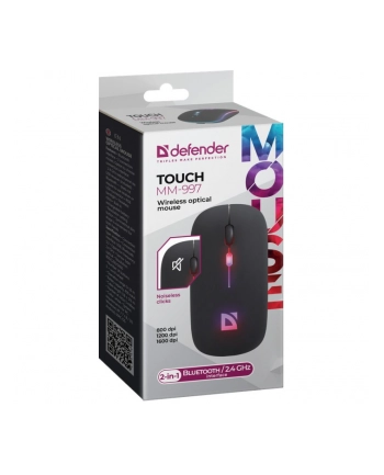 defender Mysz bezprzewodowa silent click TOUCH MM-997 akumulator 800/1200/1600 DPI Czarna