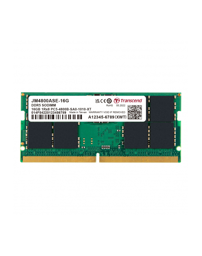 TRANSCEND 16GB JM DDR5 4800 SO-DIMM 1Rx8 2Gx8 CL40 1.1V główny