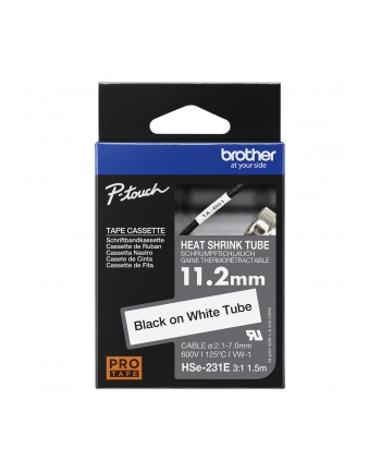 BROTHER Heat Shrink Tube Black on White 11.2mm