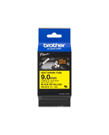 BROTHER Heat Shrink Tube Black on Yellow 9.0mm
