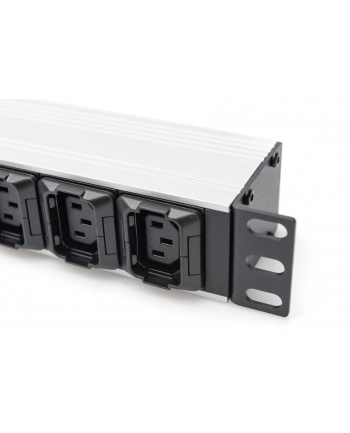 DIGITUS Listwa zasilająca aluminiowa 10 gniazd przewód zasilający 2m wtyczka IEC C20 8x C13 2x C19 16A 230VAC 50/60Hz
