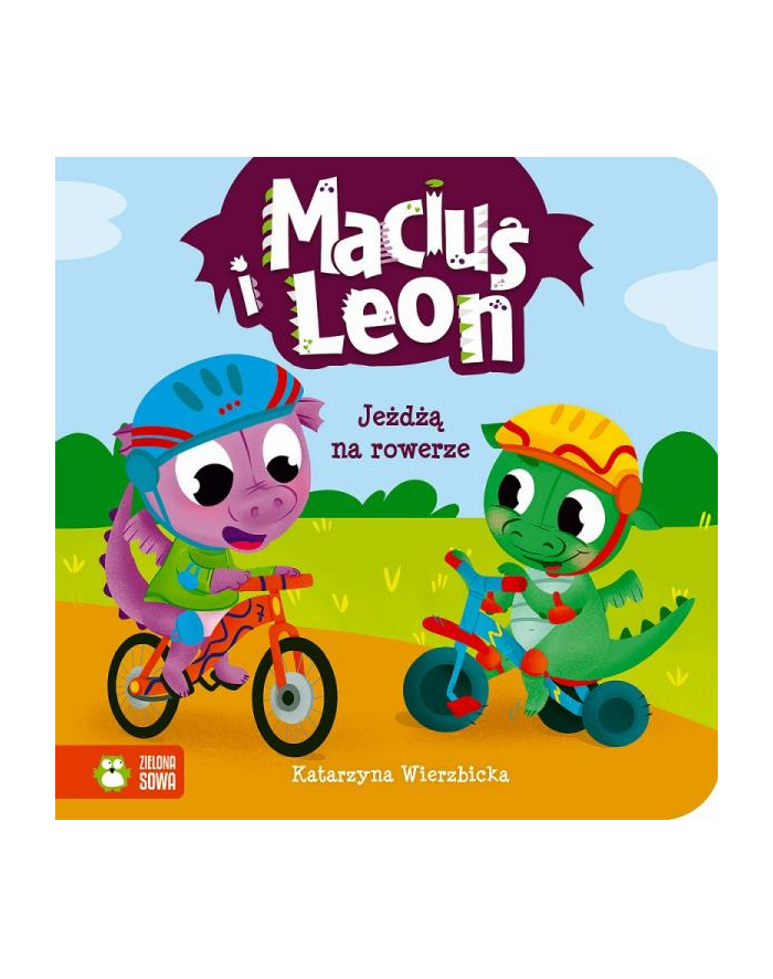zielona sowa Książeczka Maciuś i Leon jeżdżą na rowerze główny
