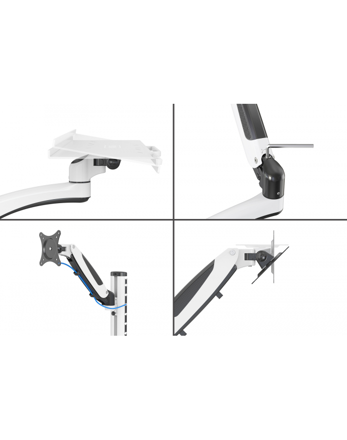 DIGITUS Workstation Monitor Keyboard Mouse Wall Mount 32inch 8kg VESA 75x75/100x100 Kolor: BIAŁY/Kolor: CZARNY główny