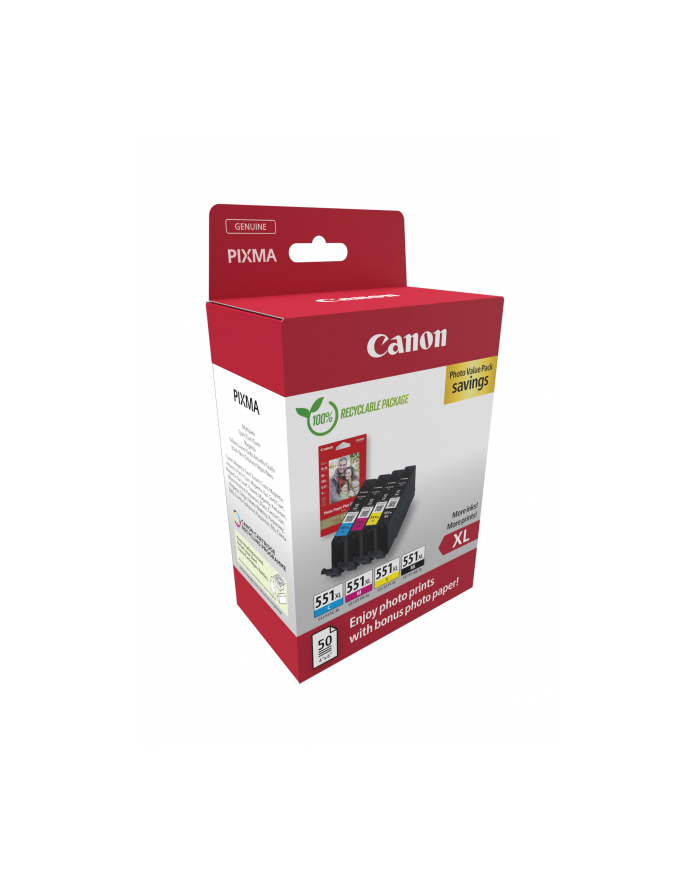 CANON CLI-551XL Ink Cartridge C/M/Y/BK + PHOTO PACK główny