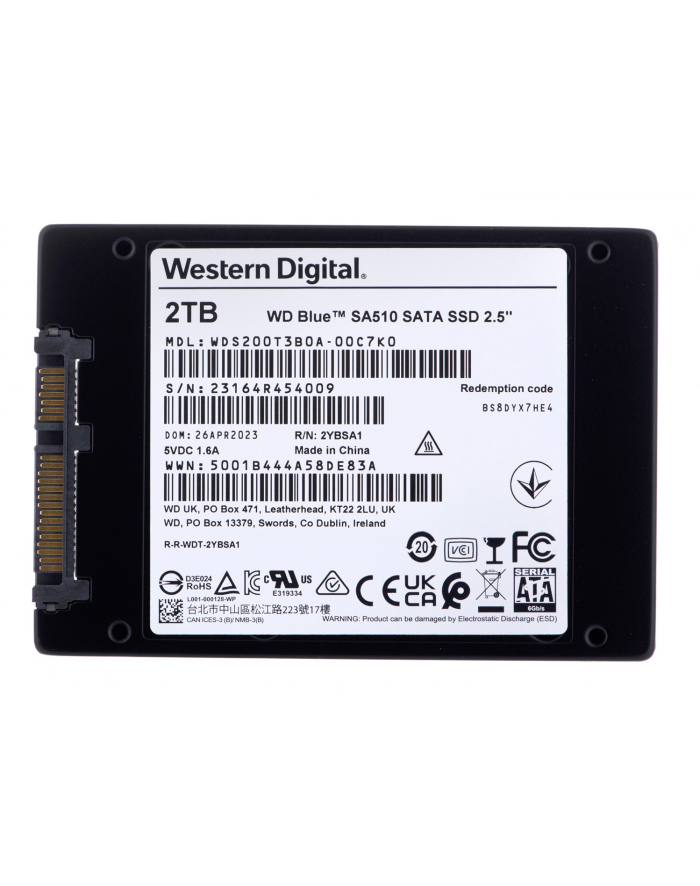 western digital WD Blue SA510 SSD 2TB SATA III 6Gb/s cased 2.5inch 7mm internal single-packed główny