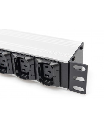 DIGITUS Listwa zasilająca aluminiowa 10 gniazd przewód zasilający 2m wtyczka IEC C20 8x C13 2x C19 16A 230VAC 50/60Hz