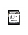 KINGSTON 64GB SDXC Industrial -40C to 85C C10 UHS-I U3 V30 A1 pSLC - nr 15