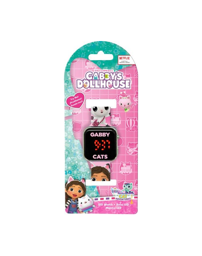 Zegarek cyfrowy LED z kalendarzem Koci Domek Gabi. Gabby's Dollhouse. GAB4078 Kids Euroswan główny