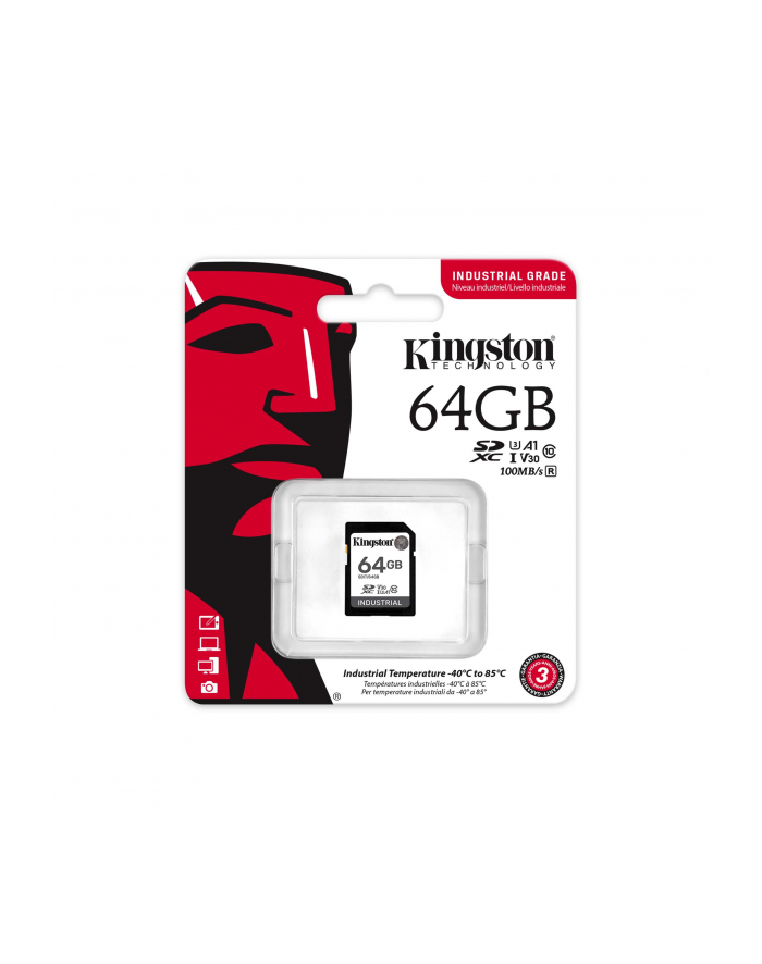 KINGSTON 64GB SDXC Industrial -40C to 85C C10 UHS-I U3 V30 A1 pSLC główny