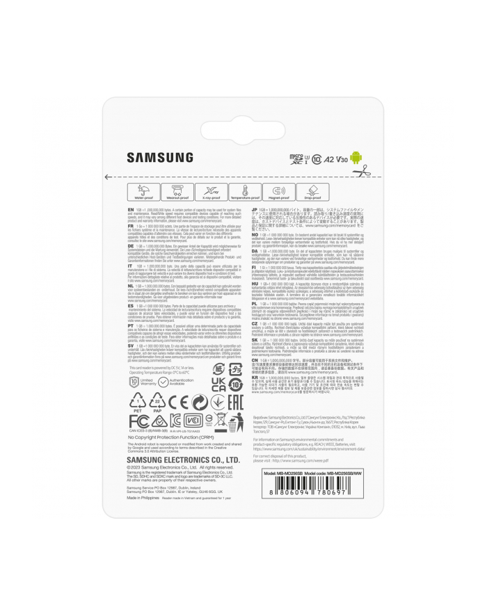 SAMSUNG PRO Plus microSD 256GB Up to 180MB/s Read and 130MB/s Write speed with Class 10 4K UHD incl. Card reader 2023 główny
