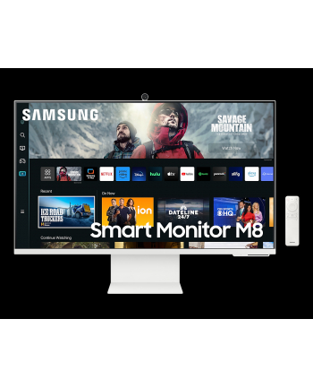 samsung Monitor 32 cale LS32CM801UUXDU VA 3840x2160 UHD 16:9 1xHDMI 1xUSB-C (65W) 2xUSB 2.0 4ms(GTG) WiFi/BT HAS+PIVOT Webcam głośniki płaski biały SMART 2 la