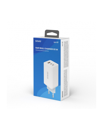 savio Ładowarka sieciowa USB GaN 65W, Quick Charge 4.0, Power Delivery 3.0, LA-07
