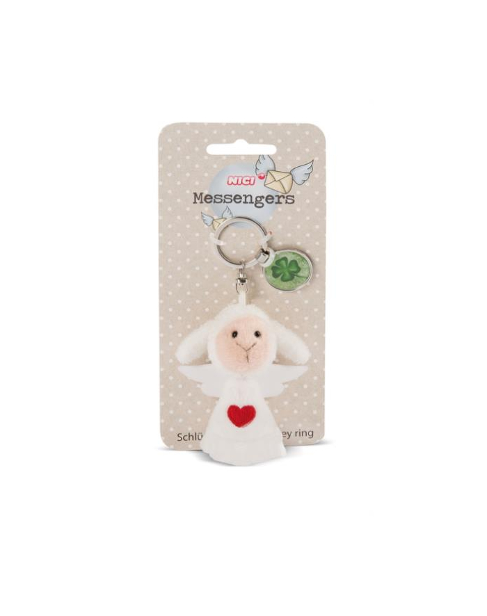 NICI 47521 Brelok pluszowy Aniołek z sercem 7cm z zawieszką koniczyna główny