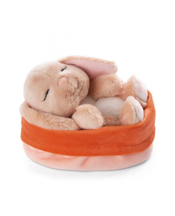 NICI 48708 Maskotka pluszowa króliczek 12cm śpiący w koszyczku, karmelowy