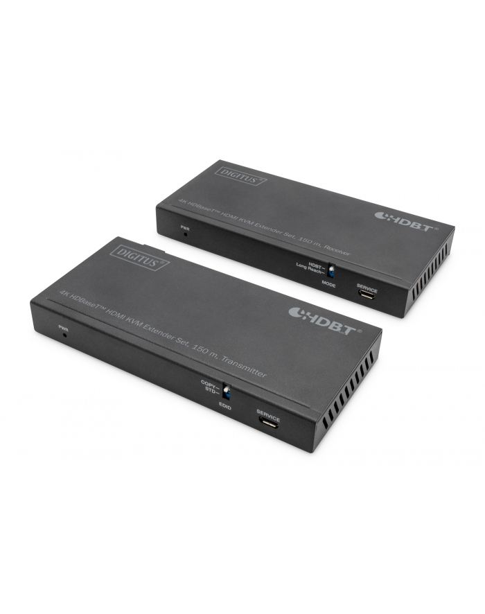 digitus Przedłużacz/Extender HDMI 4K 60Hz 150m po skrętce Cat.6A/7/8 HDBaseT HDCP2.2 IR EDID PoC, zestaw główny