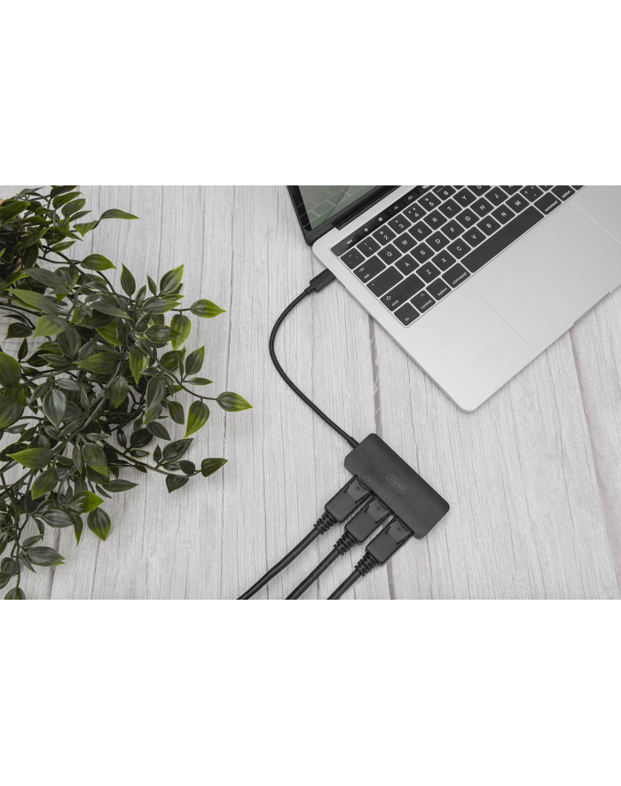 digitus Hub/Koncentrator 3-portowy USB Typ C/3x DisplayPort 4K/60Hz HDR HDCP 2.2 MST główny