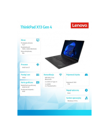 lenovo Ultrabook ThinkPad X13 G4 21EX004BPB W11Pro i7-1355U/16GB/1TB/INT/13.3 WUXGA/Deep Black/3YRS Premier Support + CO2 Offset