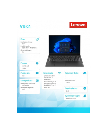 lenovo Laptop V15 G4 83A1004DPB W11Pro i5-1335U/8GB/512GB/INT/15.6 FHD/Business Black/3YRS OS