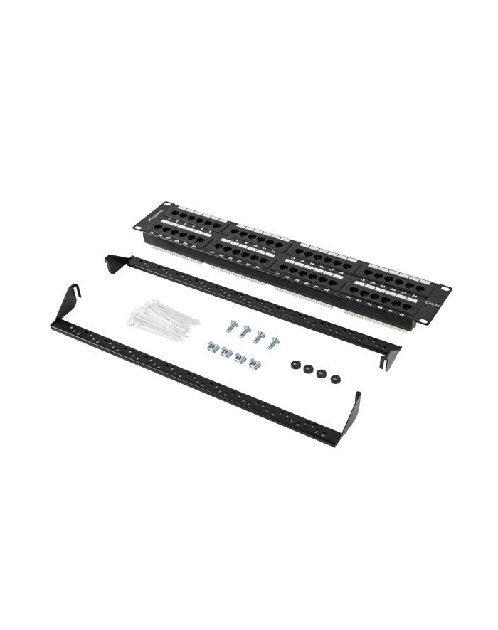 LANBERG Patch panel 48port 2U 19inch kat.5e UTP czarny główny