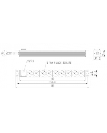 GEMBIRD Listwa RACK 9 gniazd French nr 2