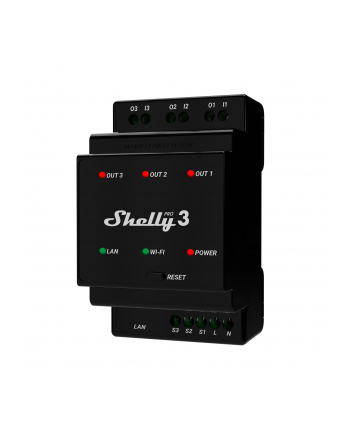Shelly Pro 3, relay (Kolor: CZARNY, three channels)