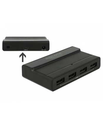 DeLOCK External USB 3.2 Gen 2 4 PortHub 10Gbps, USB Hub (Kolor: CZARNY)