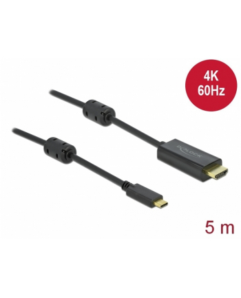 DeLOCK USB adapter cable, USB-C plug > HDMI 4K plug (Kolor: CZARNY, 5 meters, active cable)