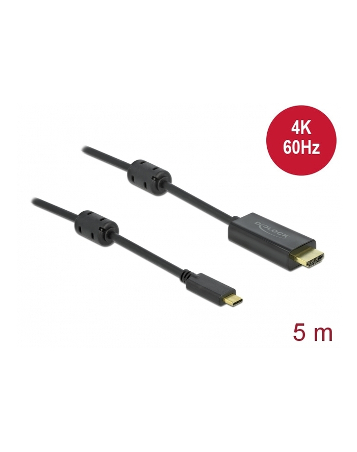DeLOCK USB adapter cable, USB-C plug > HDMI 4K plug (Kolor: CZARNY, 5 meters, active cable) główny