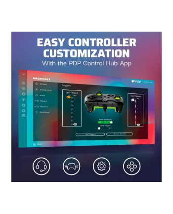 PDP Wired Controller - Electric Black, Gamepad (Kolor: CZARNY/neon green, for Xbox Series X|S, Xbox One, PC)