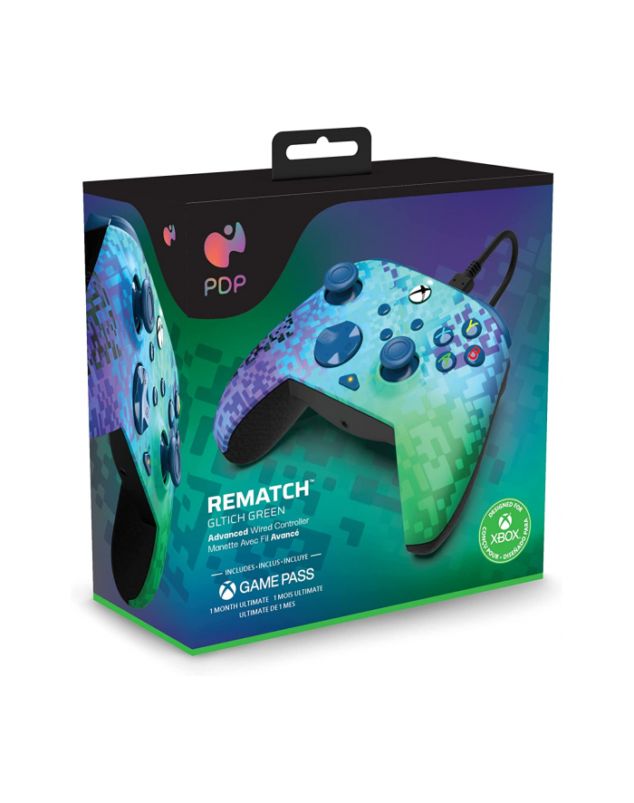 PDP Rematch Advanced Wired Controller - Glitch Green, Gamepad (green/purple, for Xbox Series X|S, Xbox One, PC) główny