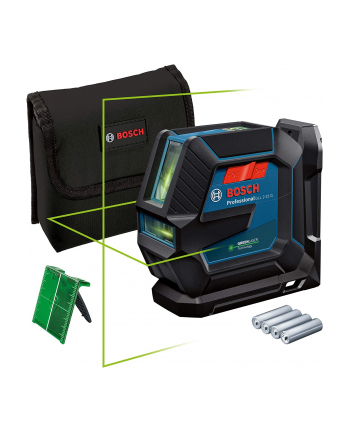 bosch powertools Bosch line laser GLL 2-15 G Professional, cross line laser (blue/Kolor: CZARNY, green laser lines)