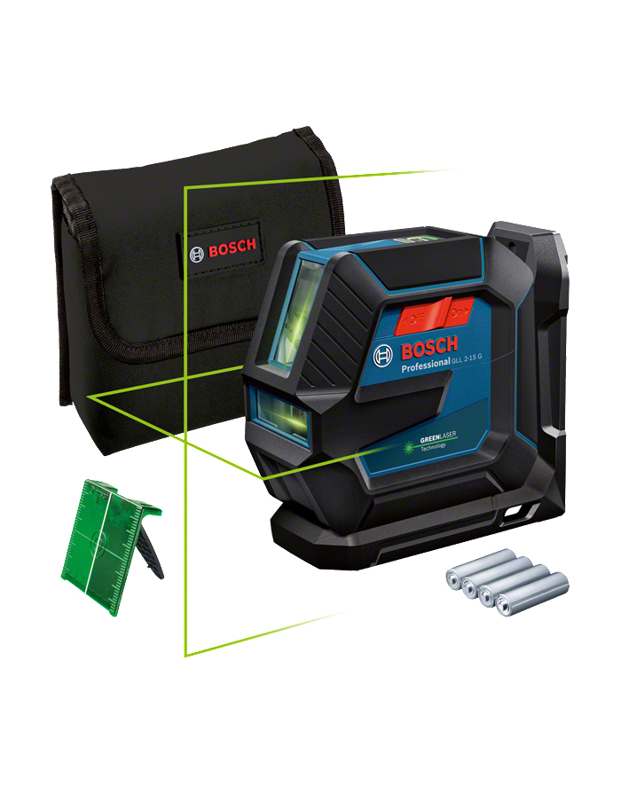 bosch powertools Bosch line laser GLL 2-15 G Professional, cross line laser (blue/Kolor: CZARNY, green laser lines) główny