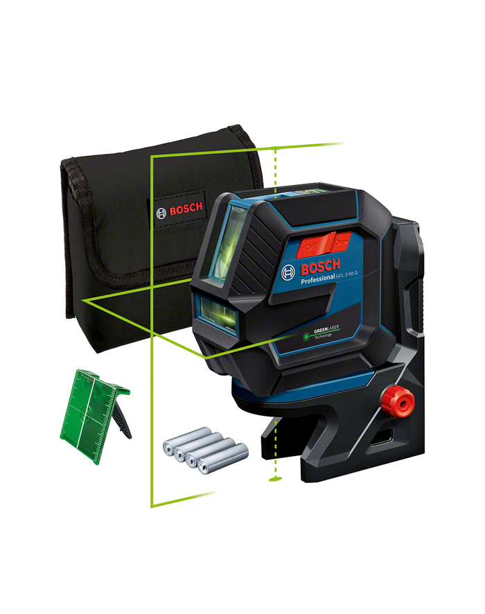 bosch powertools Bosch combi laser GCL 2-50 G Professional, with ceiling clamp, cross line laser (blue/Kolor: CZARNY, green laser lines, with bracket RM10 Professional) główny