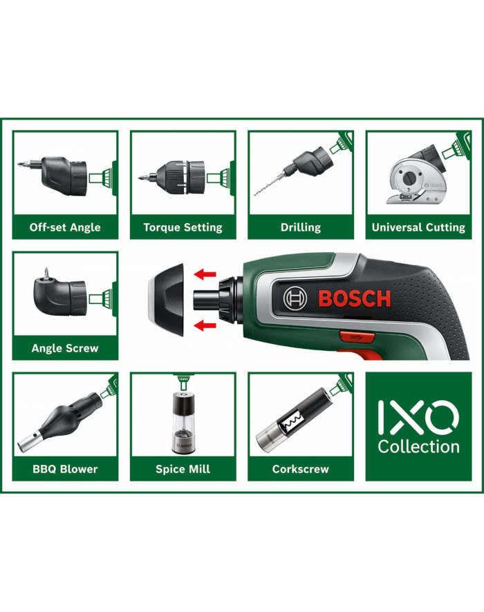 bosch powertools Bosch Cordless Screwdriver IXO 7 Basic, 3.6V (green/Kolor: CZARNY, Li-Ion battery 2.0Ah) główny