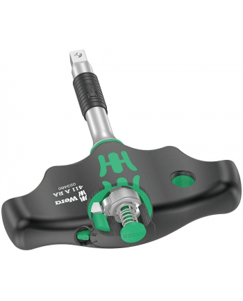 Wera 411 A RA T-handle adapter screwdriver with ratchet function (Kolor: CZARNY/green, 1/4'' with ball lock)