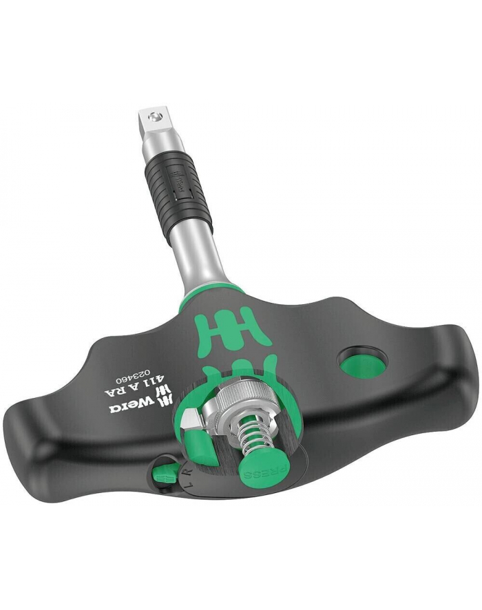 Wera 411 A RA T-handle adapter screwdriver with ratchet function (Kolor: CZARNY/green, 1/4'' with ball lock) główny