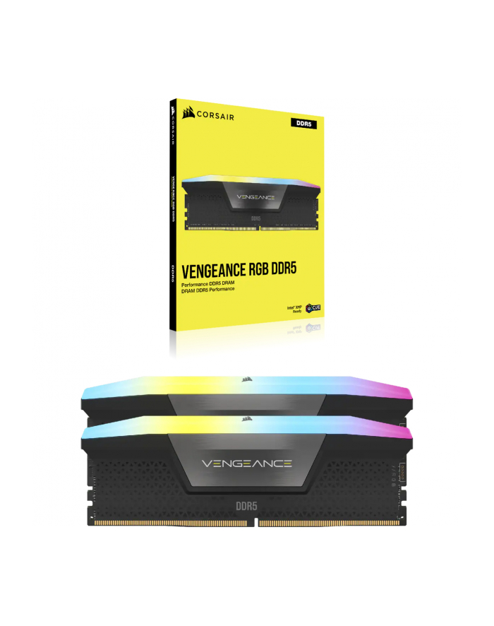 Corsair DDR5 32GB - 6400 - CL - 32 - Dual-Kit - DIMM - CMH32GX5M2B6400C32, Vengeance RGB, XMP, Kolor: CZARNY główny