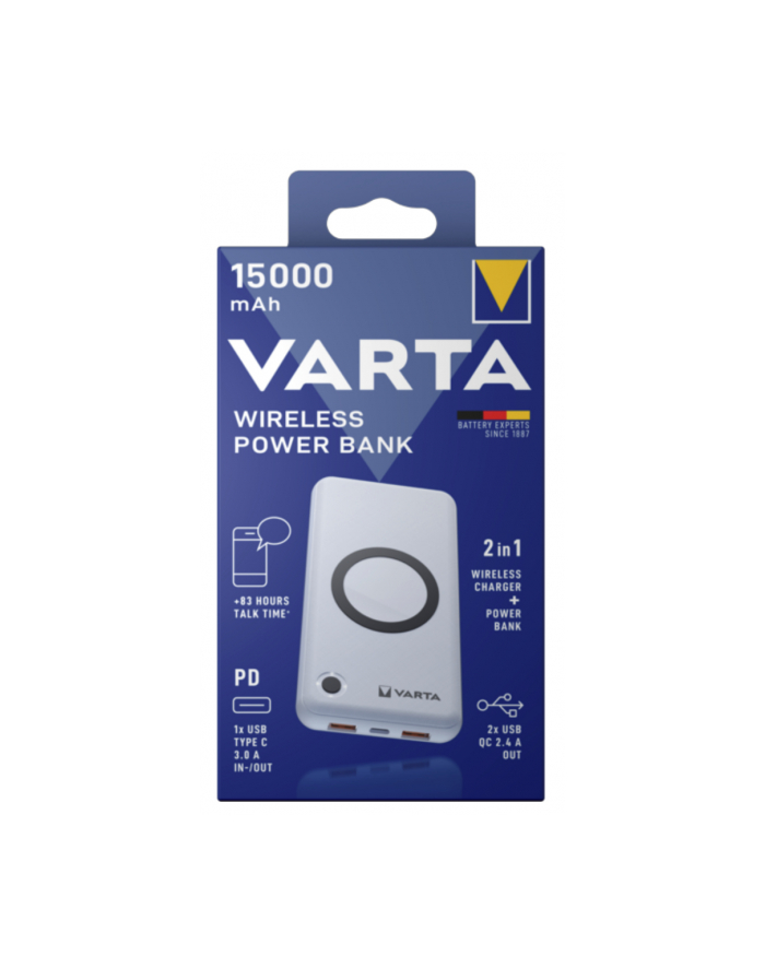 Varta Wireless Power Bank 15,000, power bank (Kolor: BIAŁY, 15,000 mAh) główny