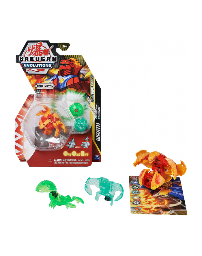 spinmaster Spin Master Bakugan Evolutions Power Up 3-Pack Skill Game (with 1 Platinum Bakugan (Pyrus Wrath) and 2 Nanogan (Ventus Clutch, Haos Echo)) główny