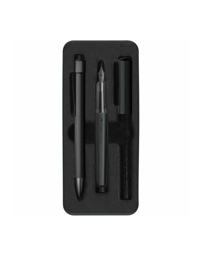 Faber-Castell Hexo Set: fountain pen M and ballpoint pen Kolor: CZARNY matt (Kolor: CZARNY (matt)) główny