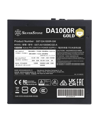 silverstone technology SilverStone SST-DA1000R-GM 1000W, PC power supply (Kolor: CZARNY, 7x PCIe, cable management, 1000 watts)