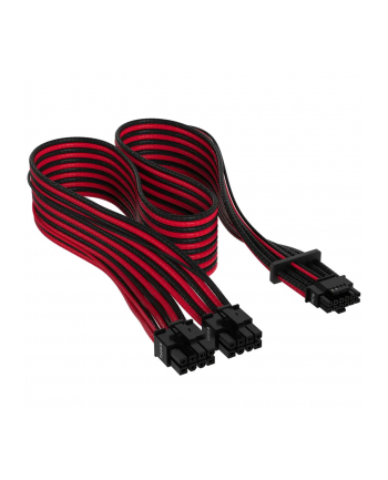 Corsair Premium Sleeved PCIe 5.0 12VHPWR PSU adapter cable (Kolor: CZARNY/red, 50cm)