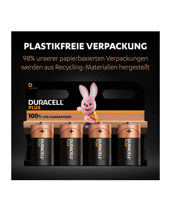 Duracell Plus D, battery (4 pieces, D)